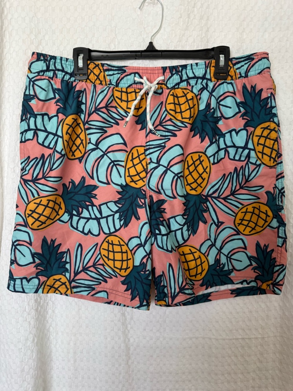 Original Use Pineapple Tropical Swim Trunks Men’s Large Pink Blue - Picture 2 of 4